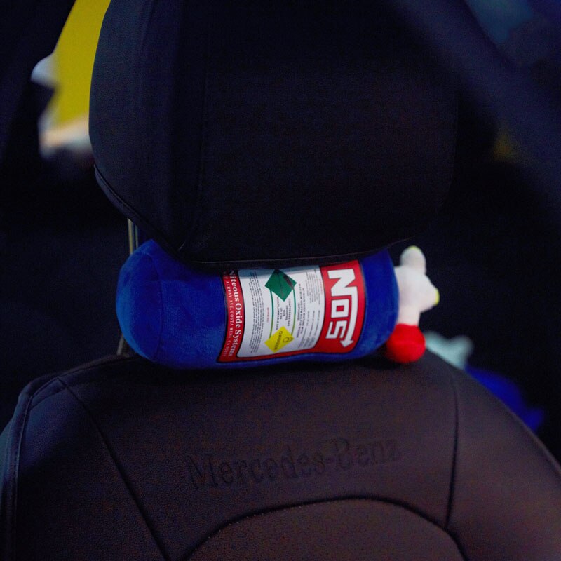 NOS azote bouteille oreiller voiture oreiller taille coussin bande dessinée personnalité à la appui-tête taille ensemble de soutien: Blue headrest