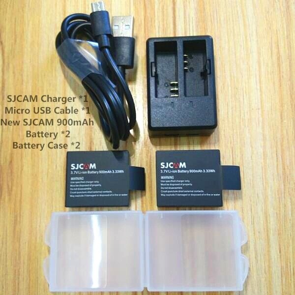 SJCAM Original Battery Case 1350/1050mAh Dual Charger For SJCAM SJ4000 Air Sj5000 Akaso V50 H9R H6S H8 Action Camera Accessories: A package