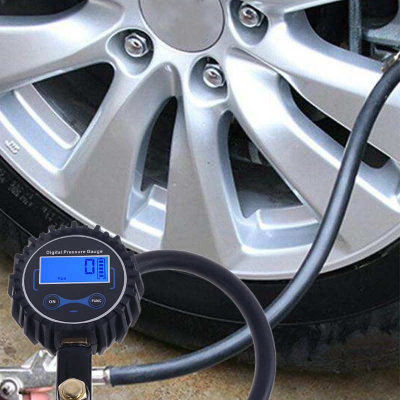 Digital Tire Inflator Pressure Gauge with 32cm 12" Hose &amp; Quick Connect Coupler Air Chuck 200 PSI Heavy Duty for Car 87HB