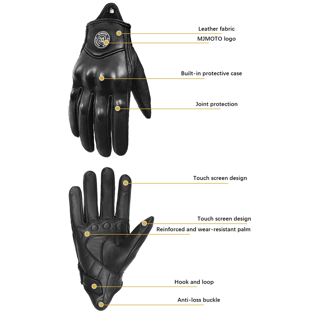 MJMOTO Gloves Long Protective Motorcycle Gloves Carbon Fiber Gloves Retro Leather Gloves Motorbike Cycling Gloves CE Certified