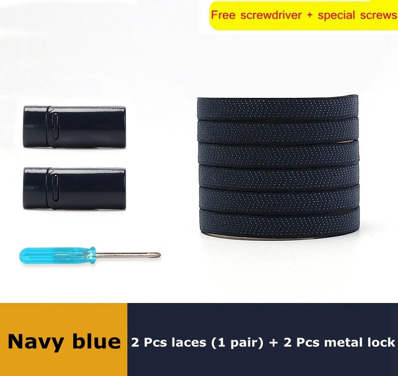 1 para sznurówki których nie trzeba wiązać elastyczny metalowy zamek sznurowadła magnetyczne płaskie nadaje się do wszystkich butów Unisex akcesoria do obuwia Lazy Shoelace: Navy blue