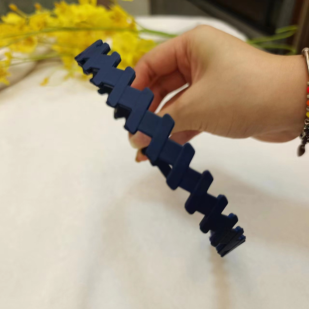 Nouvelle peinture en caoutchouc trou rond en plastique cheveux accessoires visage lavage fille dames Simple givré bandeau: Dark Brown