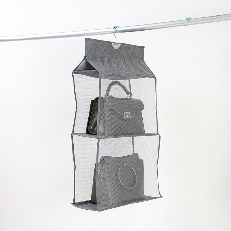 Handtas Opslag Opknoping Tas Garderobe Opknoping Stofdicht Opbergtas Opknoping Zak Drie-Dimensionale Mesh Multilayer Opbergtas: grey  2