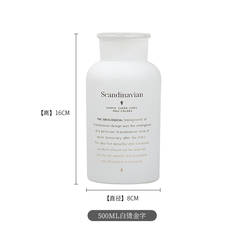 Nordic Black White Glass Vases Hydroponics Plant Flower Home Decor Artificial Flower Bouquet Vase Wedding Table Decoration: White S