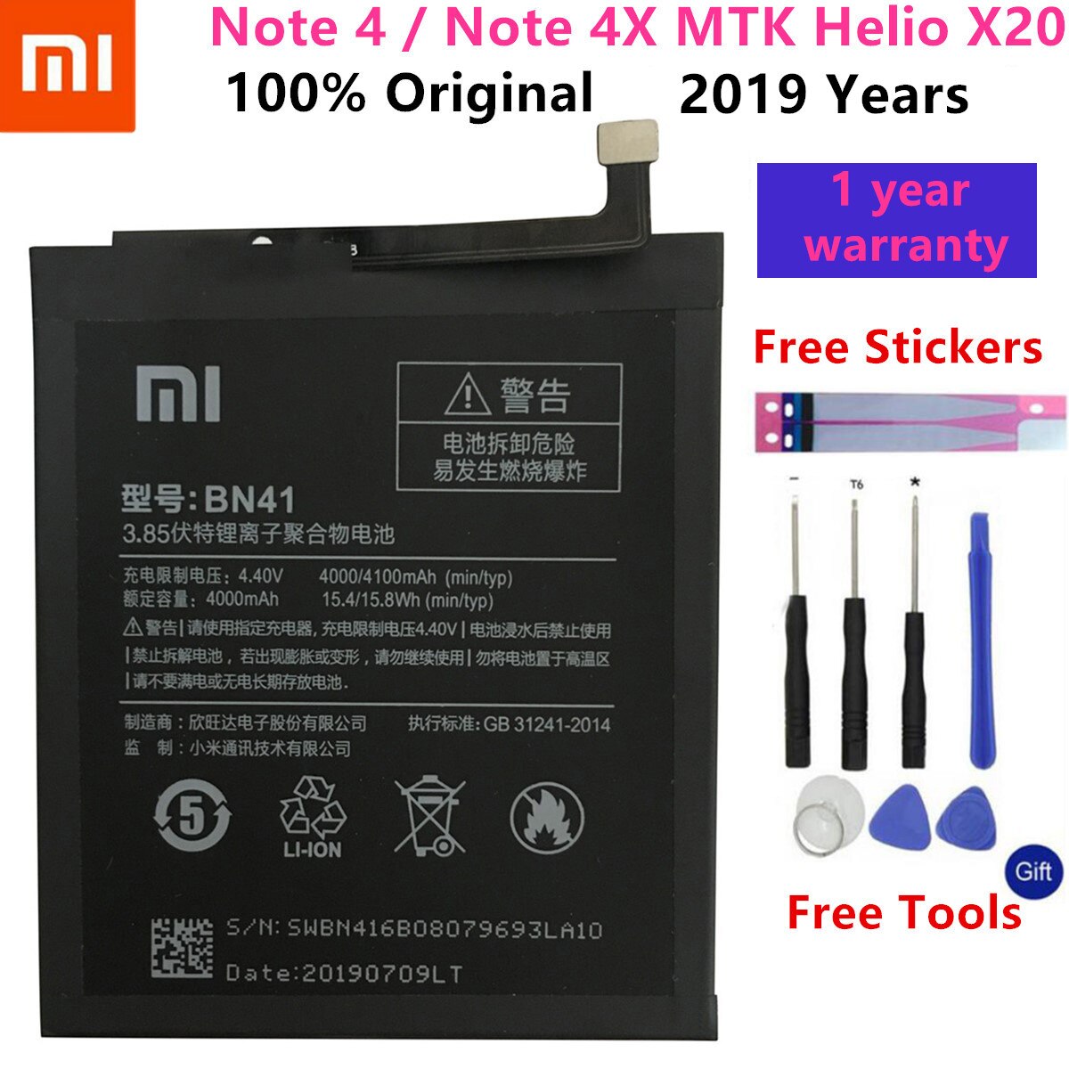 Xiao Mi Original Phone Battery For Xiaomi Redmi Note 4 5 4X 3 Pro 3S 3X 4X Mi 5 4A Note 5A / Pro 5 Plus Replacement batteries: BN41 Note 4 4X MTK