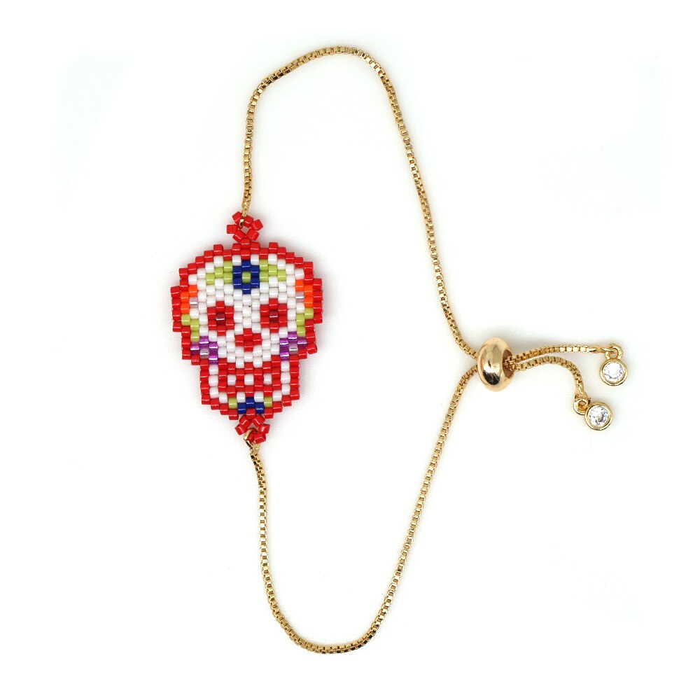 Go2boho Del Braccialetto Del Cranio di Halloween Delle Donne Dei Monili di Regalo Per Il Bambino Messicano Cranio Miyuki Braccialetti All'ingrosso Pulseras Punk 2020 Femme: MI-B190521E