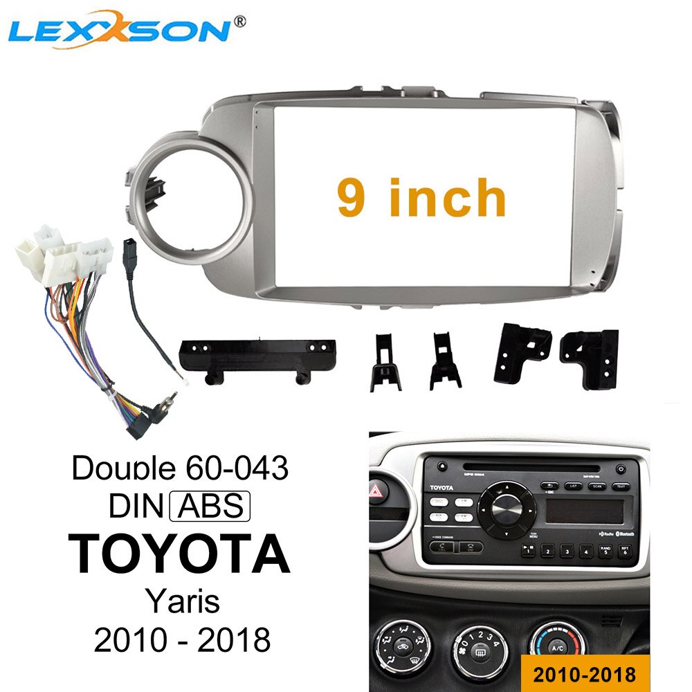 9 Inch Car Fascia For TOYOTA Yaris Stereo Dashboard Panel In-dash Mount Installation Car Dvd Frame Fascias Trim Kit: frame and cable