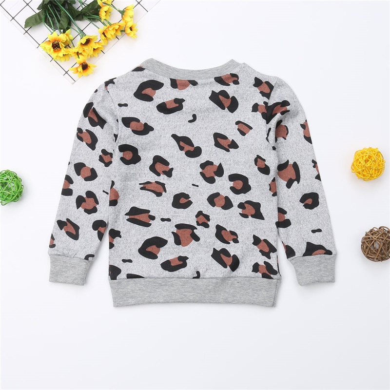 Familie Passenden Outfits Mutter Tochter Sohn Kid Langarm Leopard Shirt Familie Kleidung Suchen Outfits