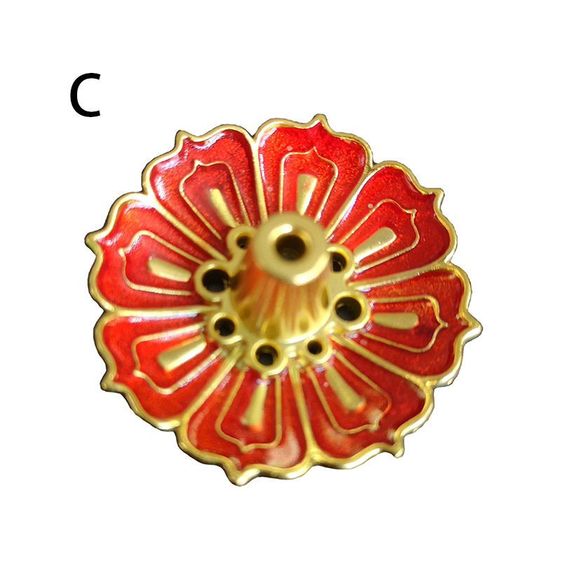 Rundt fad emalje lotus blomsterfanger tallerken røgelsesholdere boligindretning mini meditation buddha sandeltræ pind holder brænder: 03