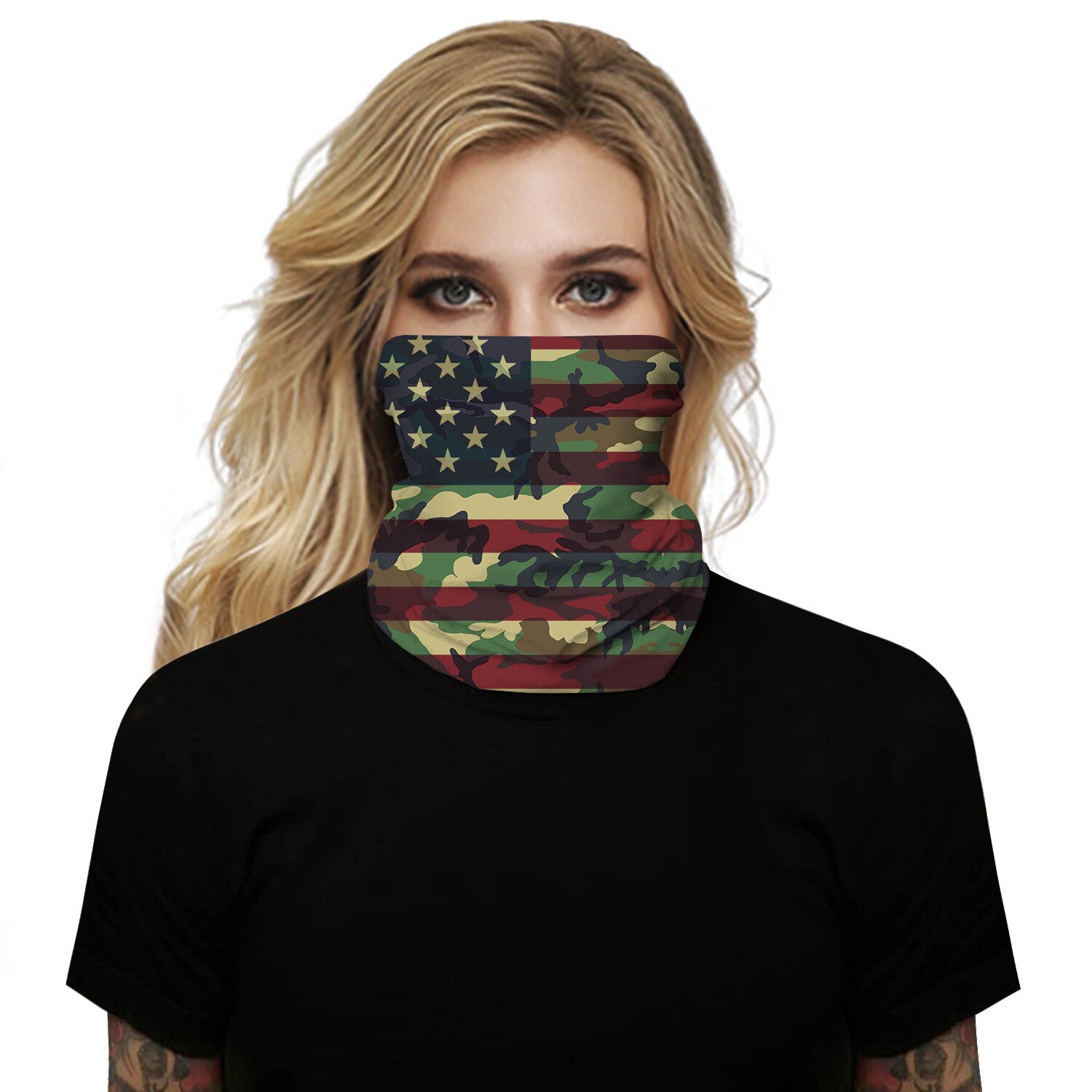 Camouflage flag print Magic Scarf Scarves Neck Face Mask Men Women Scarf Seamless Bandana Windproof Headwear Outdoor