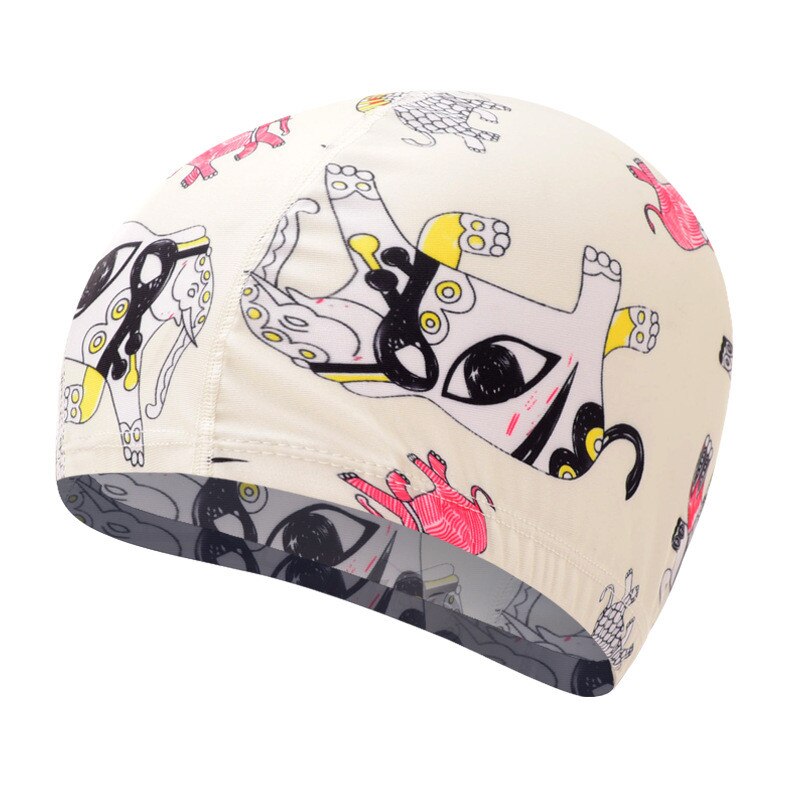Gorro impermeable para natación para niños y bebés, gorros elásticos con estampado de dibujos animados, para deportes en la piscina, para niños de 3 a 9 años: C