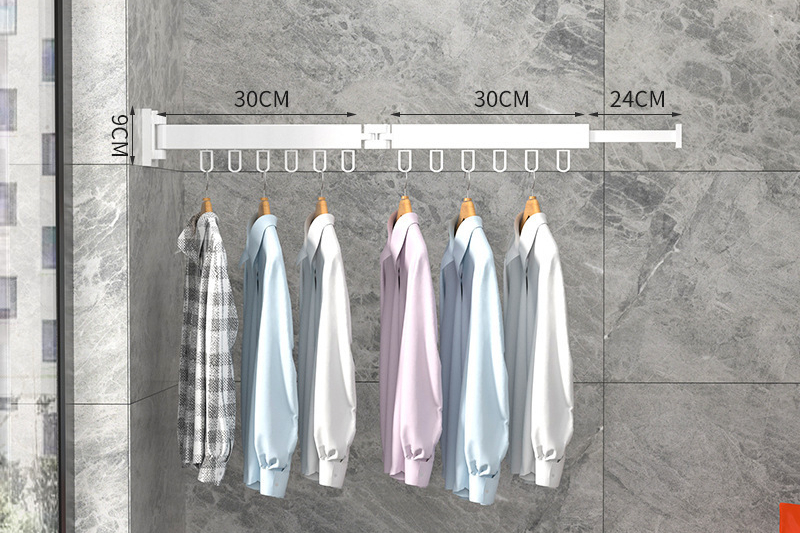 Intrekbare Doek Droogrek Opvouwbare Kleding Hanger Muur Mount Binnenversterker Buitenruimte Besparing Huis Waslijn: Dark Gray