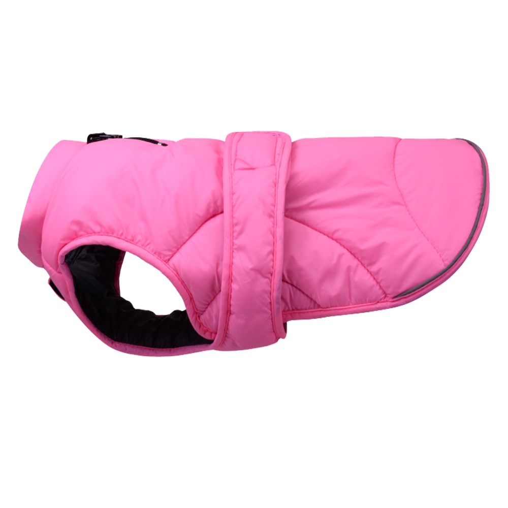 Vinter hundjacka vattentät vändbar hårfri pösiga hundkläder reflekterande justerbar varm kappa för små medelstora hundar: Rosa / Xl