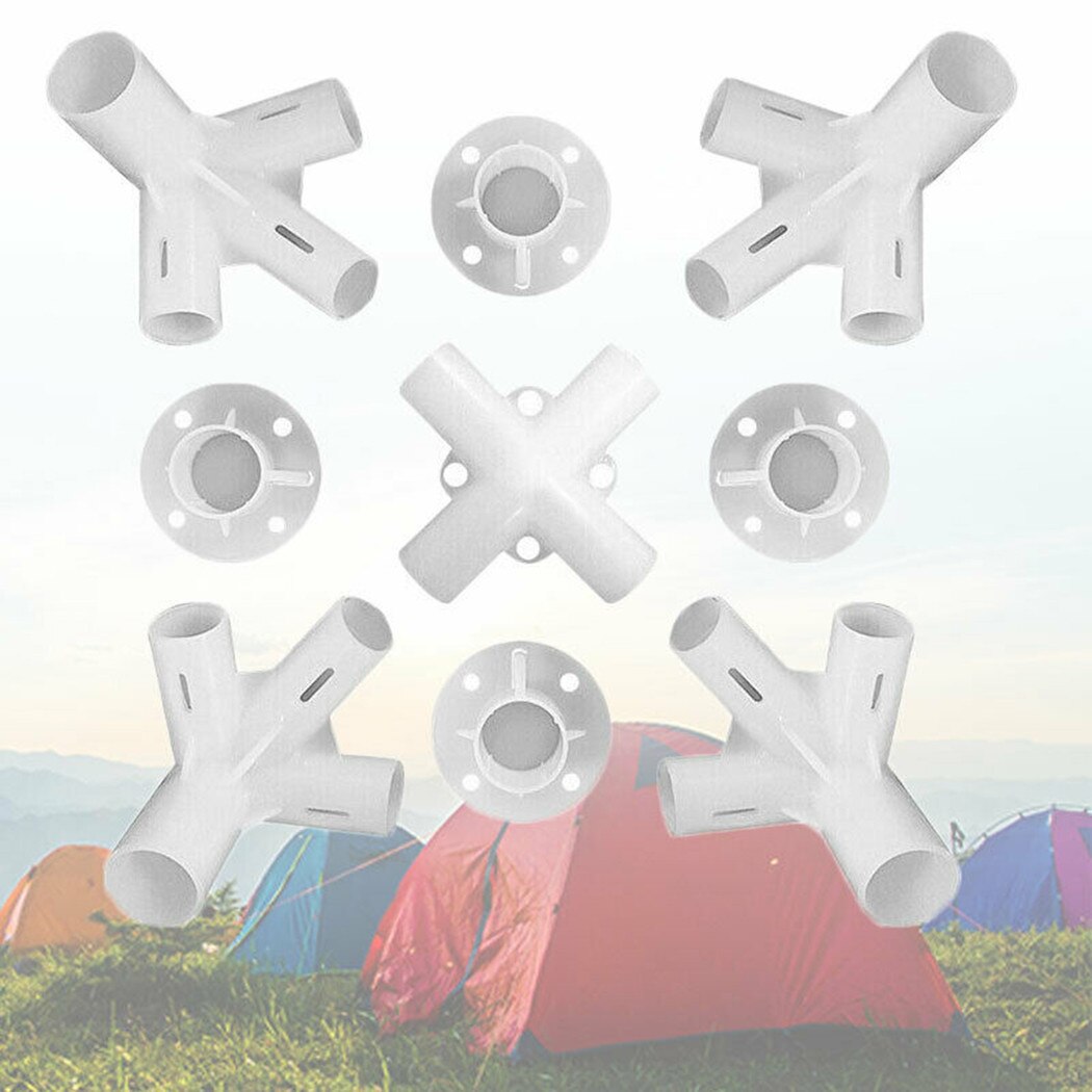 9 Pcs/set Spare Parts Feet Corner Center Connector Degree Tee Connector PVC Pipe Fitting DIY Tent Fixed Fittings