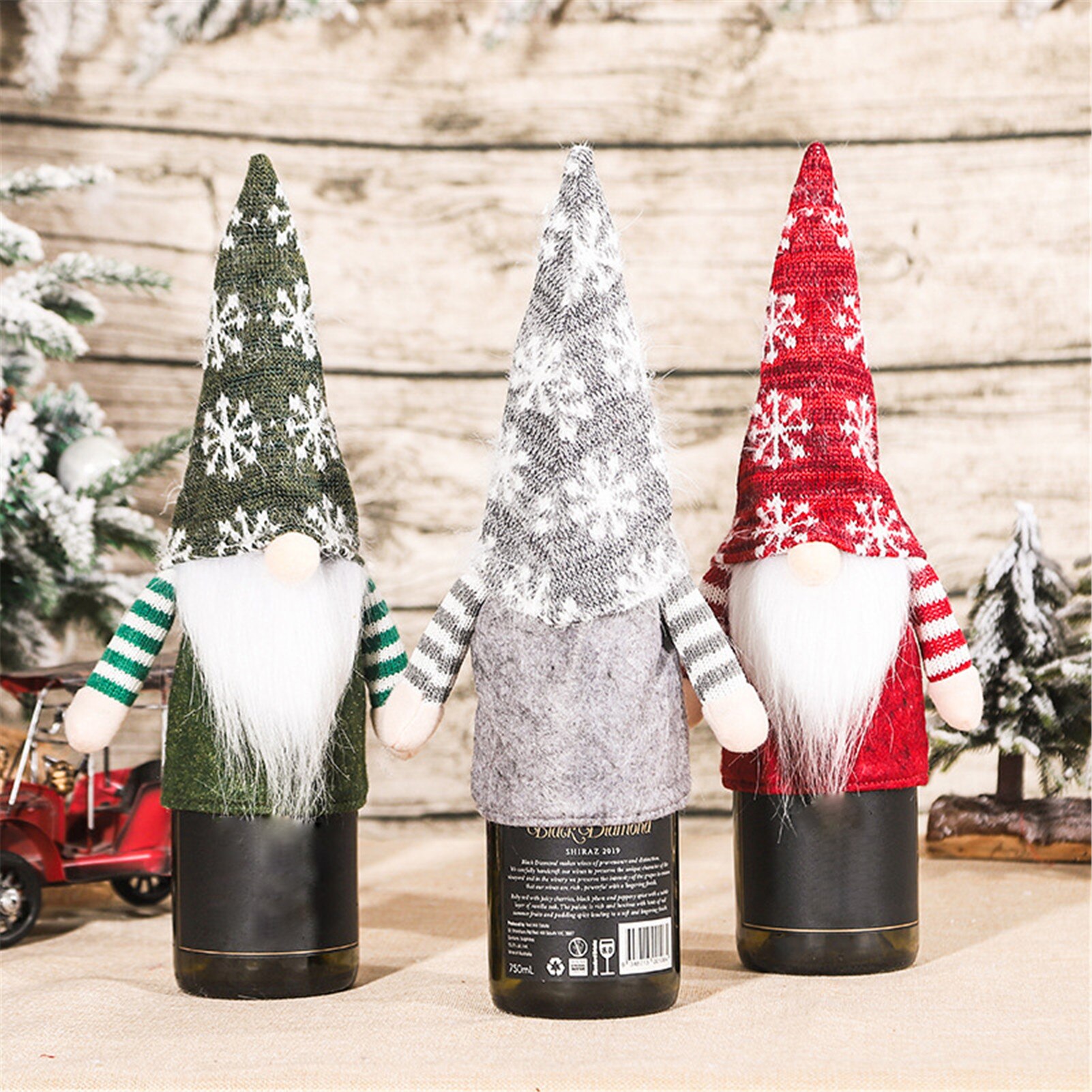 Décoration de bouteille de vin Tomte, Gnome suédoise, couverture de bouteille de vin, décoration de Table pour le dîner du nouvel an, peluche du père noël scandinave