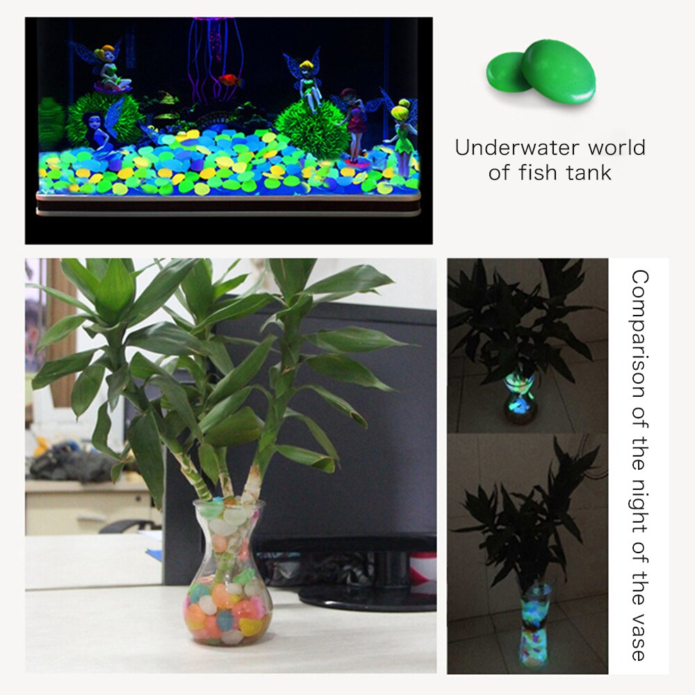 10Pcs/Set Luminous Stones Decorative Pebbles Exquisite Polished Stone for Garden Walkways Aquarium Fish Tank Dark Light Stones