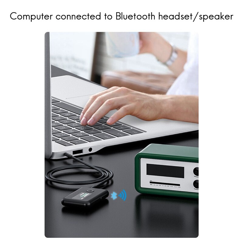 Mool Bluetooth 5.0 Audio Zender Ontvanger Kleurenscherm Draadloze Audio Adapter Met Batterij Voor Tv/Computer /Headset