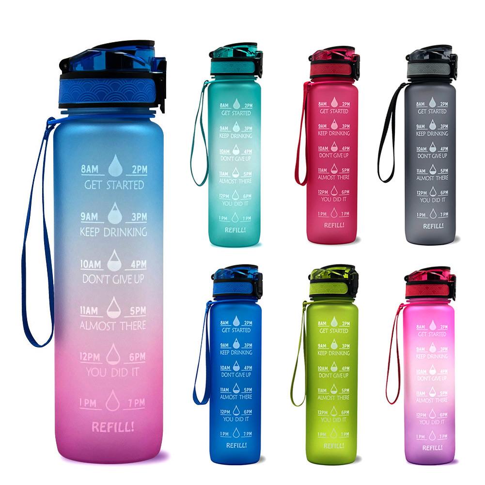 32oz vandflaske med stor kapacitet med tidsmarkør lækagesikker gymnastiksport fitness shaker drikkeflasker camping cykling vandflaske