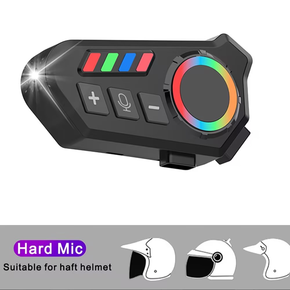 K06 Motorhelm Headset Bluetooth 5.4 Koptelefoon Draadloze Motor Koptelefoon Handsfree Stereo Muziekspeler met omgevingslicht: Blauw