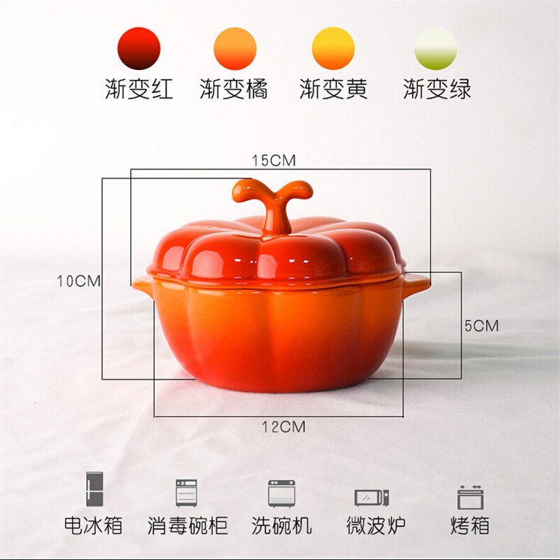 Ceramics 5 Inch Pumpkin Soup Pot / Fruit Pan / Non-stick Milk Pan Cooker Baking Pot