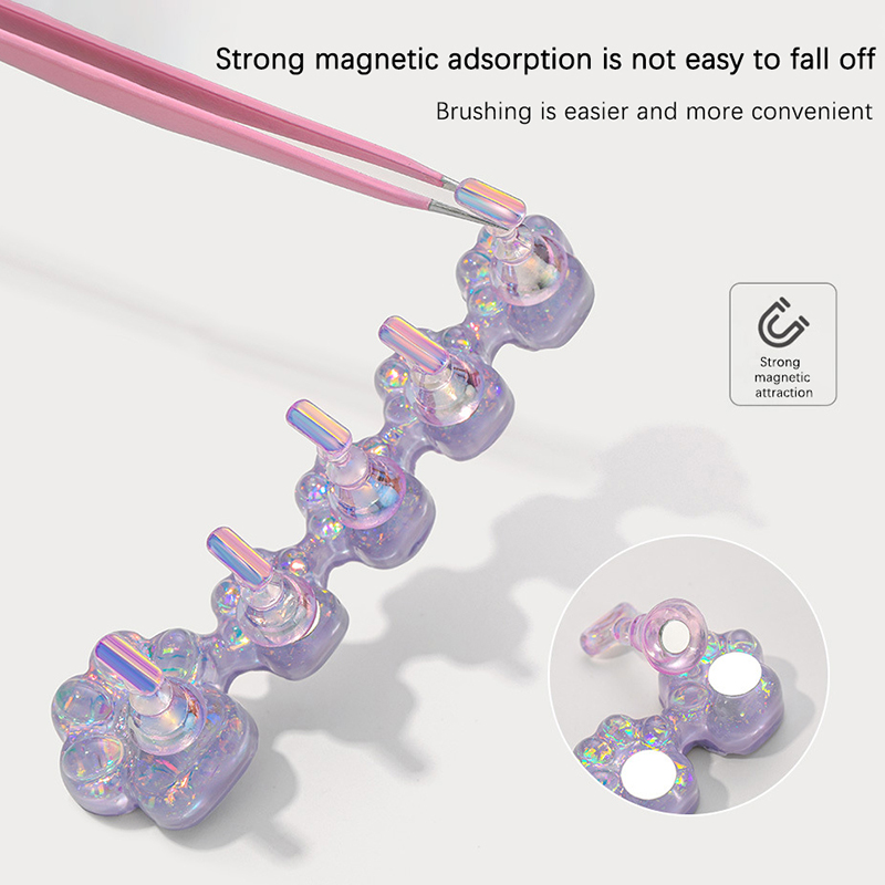 Kattklo nagelställ för press-on naglar aurora resin visar hyllor nageldisplay magnetisk hållare manikyrorganisatör verktyg