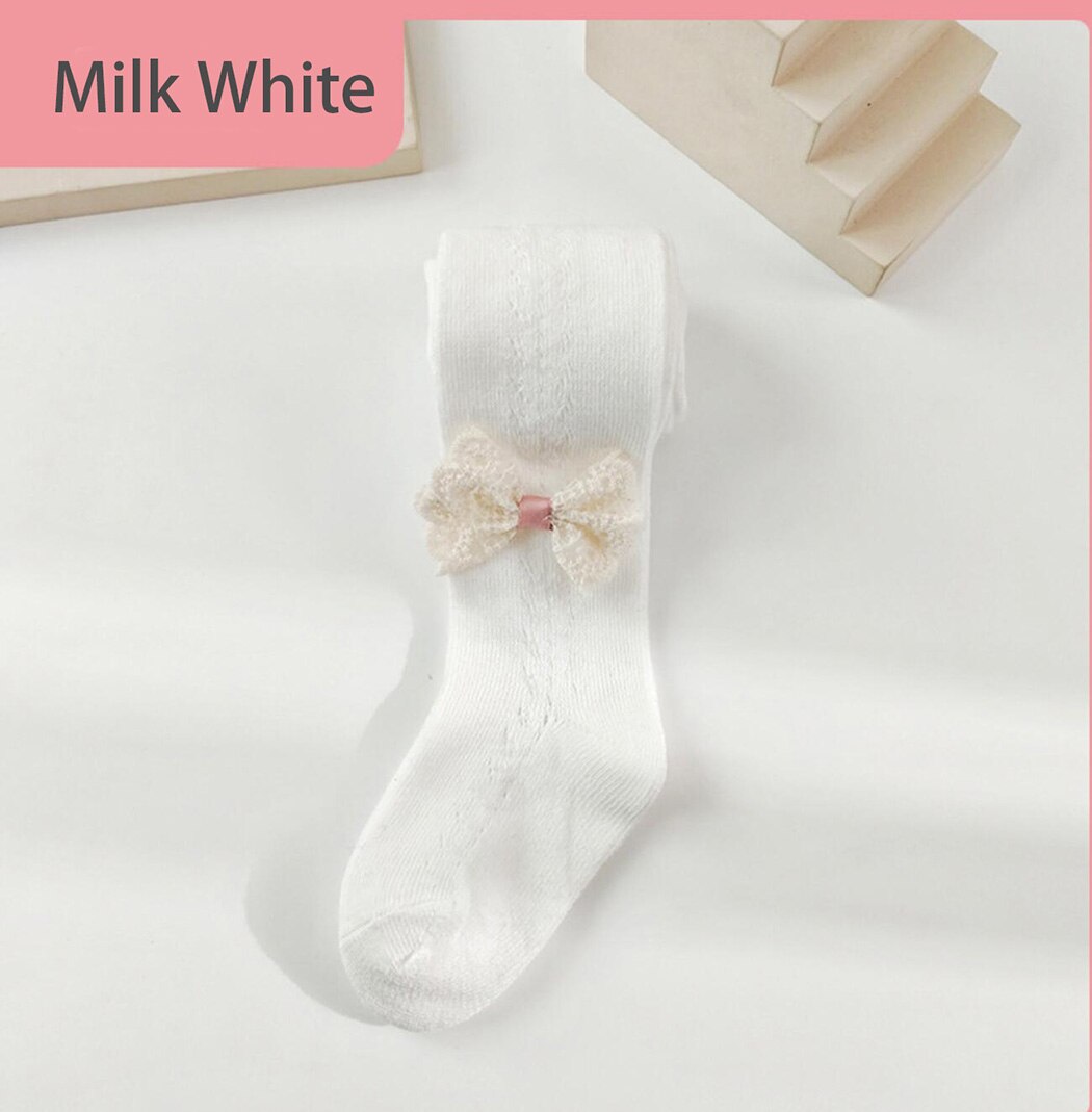 Zoete Kant Strik Side Priness Meisjes Panty Lente Elegante Mesh Panty Voor Meisje Kous Katoen Ademend Kids Broek: Beige / 0-12 Months