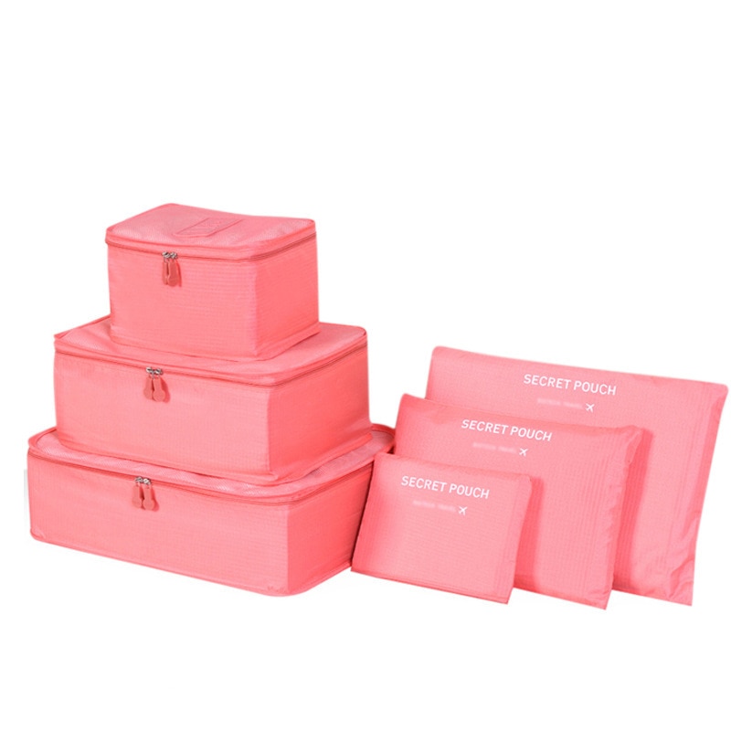 6 cubes d'emballage de voyage ensemble portable en nylon bagages sac de voyage vêtements stockage haute capacité organisateur étanche cubes d'emballage