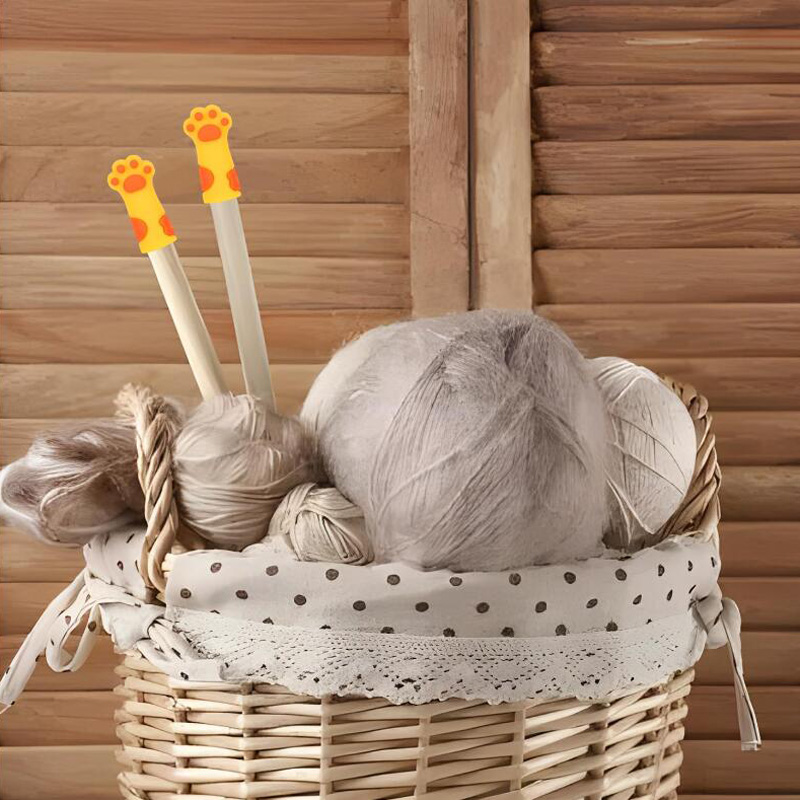 Tapón de tejer con garra de gato 5/10/15, protección de punto de aguja de tejer multicolor, suministros de tejer y ganchillo de silicona