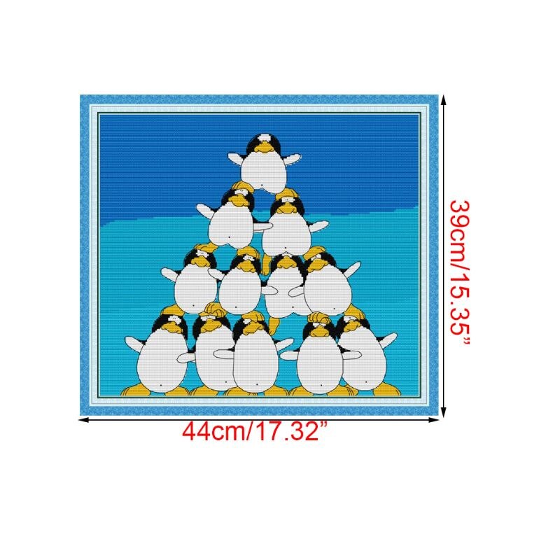 Pingüino hecho a mano costura contado 14CT impreso punto de cruz DIY Kit juego de bordado decoración del hogar