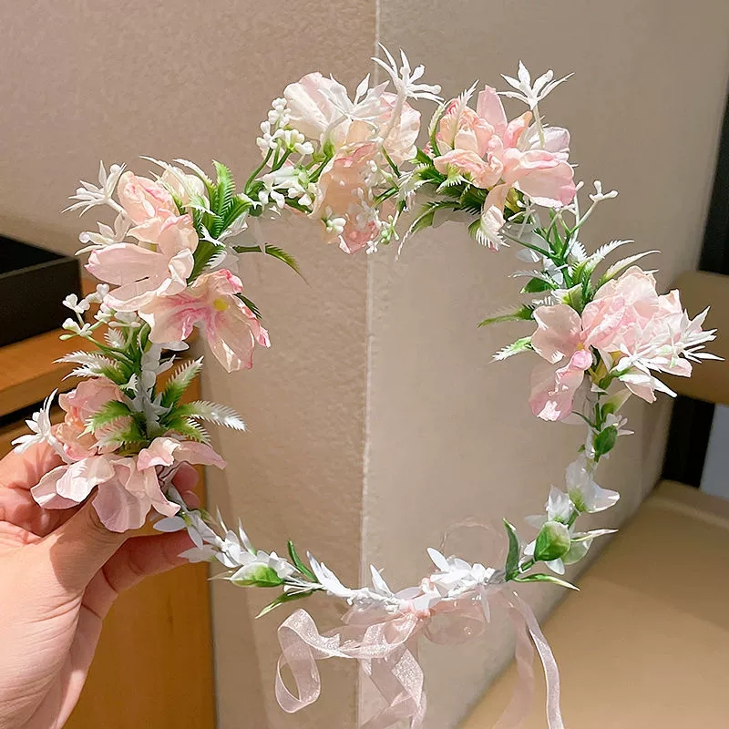 Boho Style Flower Headbands for Women Girls Floral Garland Wreath Tiaras Wedding Crown Hair Accessories Headpieces Jewelry: Antique Bronze Plated