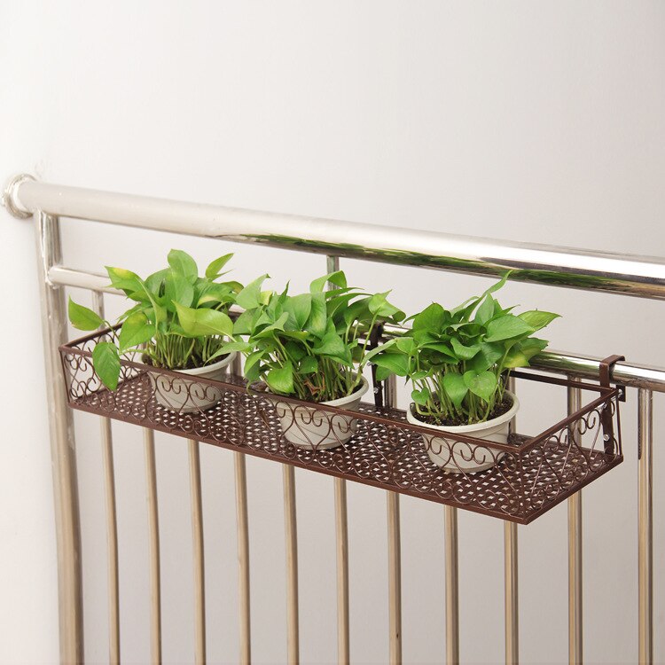 Balkon hængende blomsterstand jernstel plantestativ udendørs dekoration display metalramme: 1pc 30 x 20 x 12cm / 02