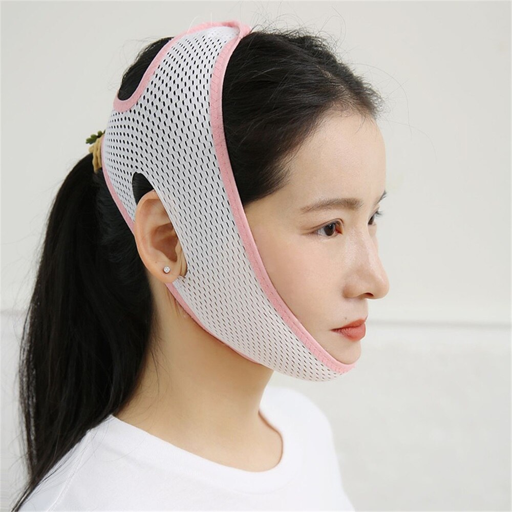 Åndbar opstrammende øjeblikkelig ansigtsløftmaske ansigtsløftningsværktøj hvid tynd og let 360 ° elasticitet ansigtsløftningsbandage: Type 4 lyserød