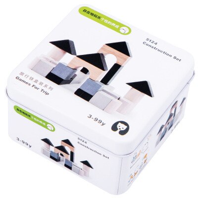 Scatola di Ferro da viaggio Per Bambini Prima Educazione Giocattolo Di Puzzle Blocchi di Costruzione di Giocattoli Giroscopio Sollievo Gioco Blocchi di Legno 3C Configurare Per I Bambini: blocks