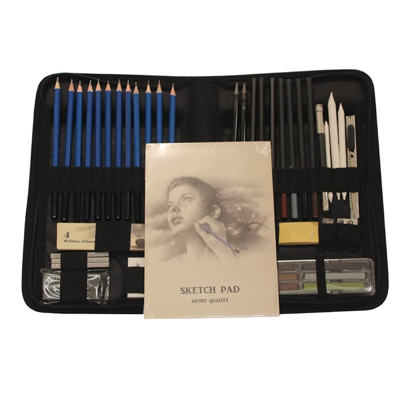 48Pcs Schets Potlood Set Professionele Schetsen Tekening Potloden Kit Draagtas Art Schilderen Tool Set: Default Title