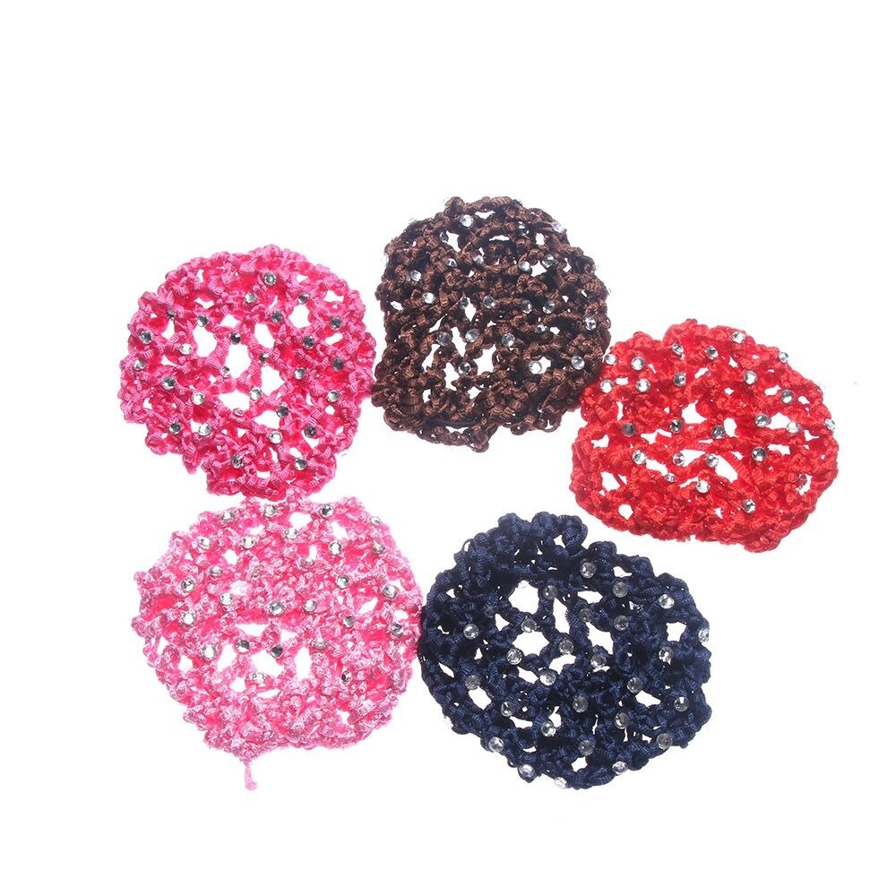 1Pc Hair Accessories Headwear Mesh Women Hair Bun Cover Snood Pearl Ballet Dance Skating Net Skating Crochet for Woman