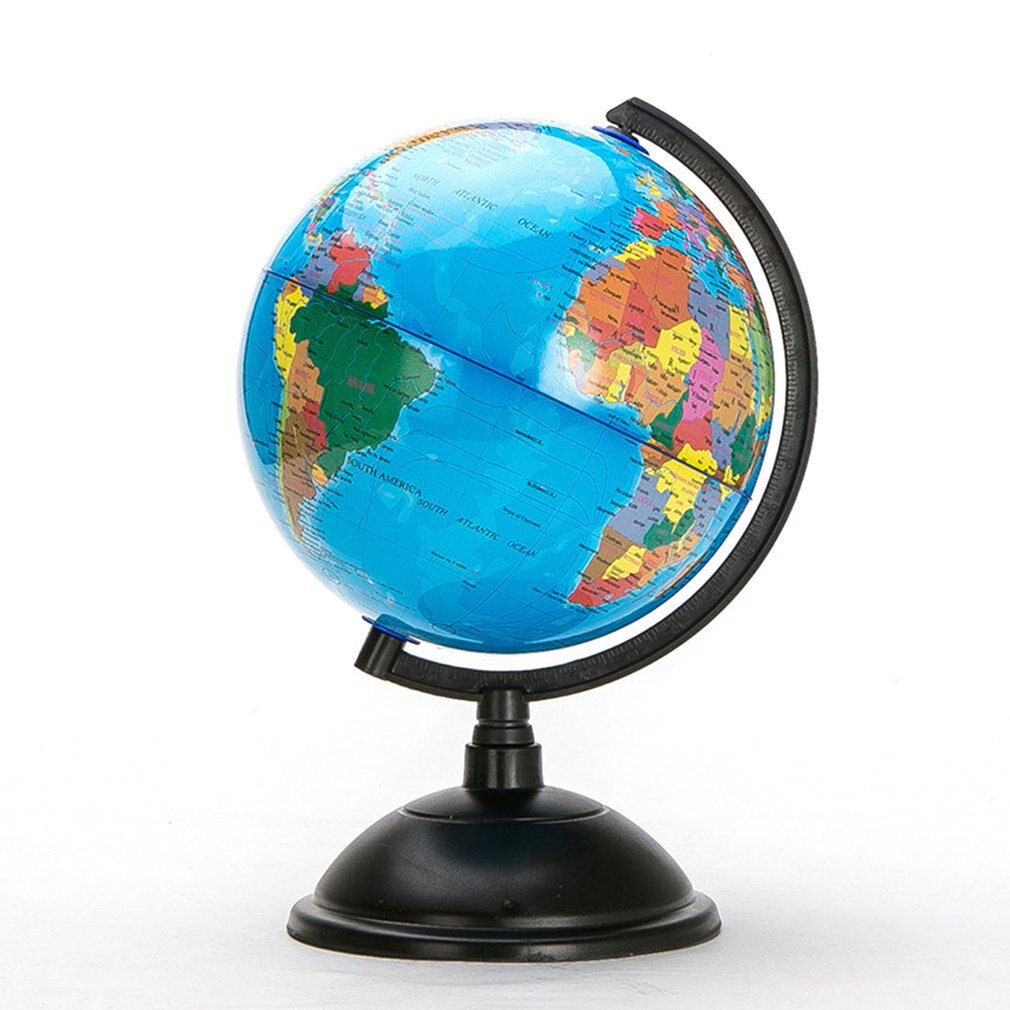 20cm White World Map Globe with Swivel Stand Geography Educational Toy Enhance Knowledge of Earth and Geography English