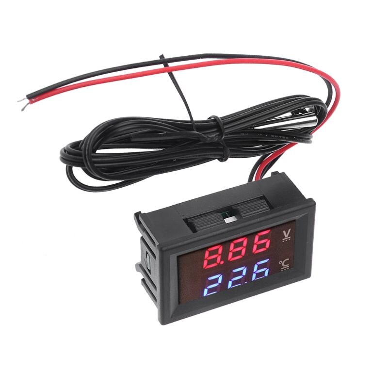 12V/24V Led Display Auto Voltage & Water Temperatuurmeter Voltmeter Thermometer