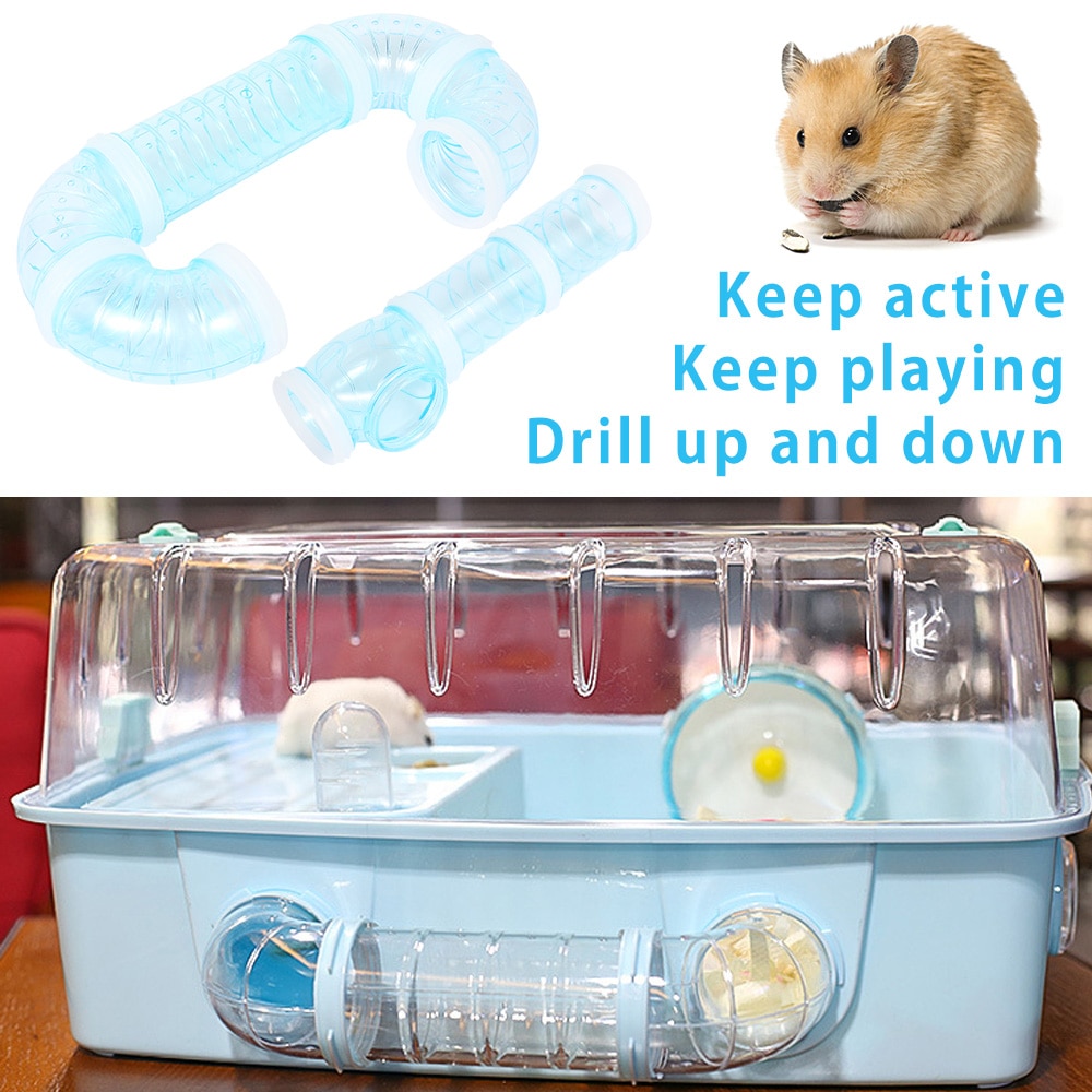 Accessoires de Cage d'exercice de Tube de raccords de Tunnel de Pipeline de bricolage externe de Hamster de jouets pour animaux de compagnie bleu et blanc