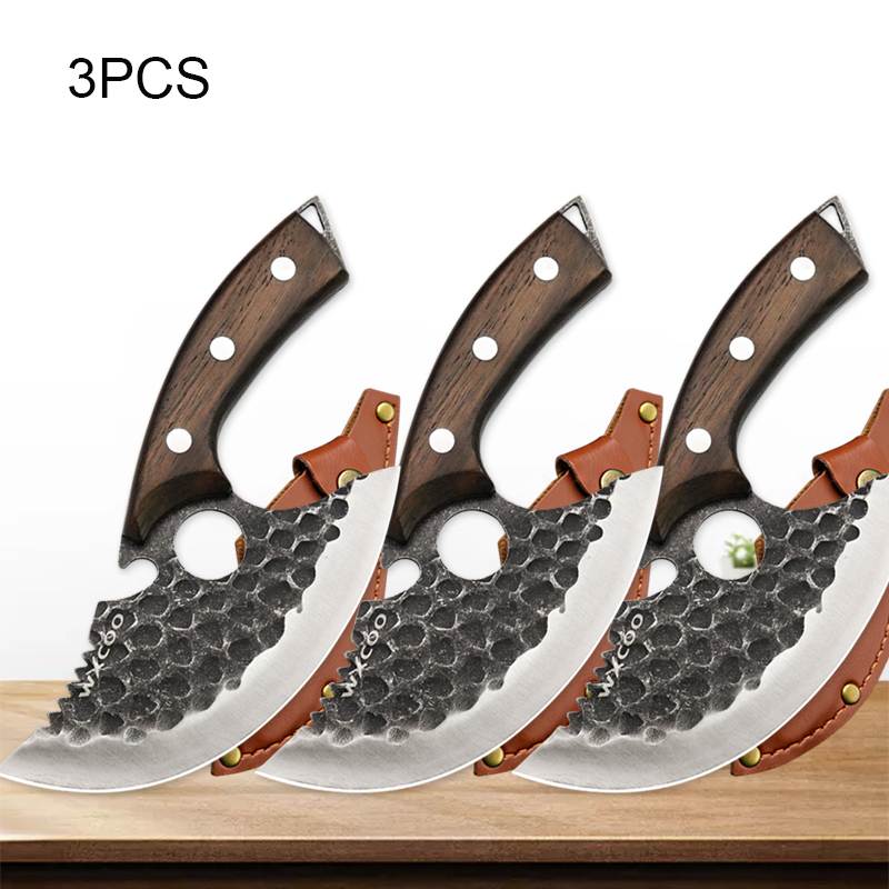 WXCOO Hand Forged Hammered Chef's Knife Stainless Steel Kitchen Knives Meat Cleaver Splitting Slicing Knife Fruit Paring Knife: grey