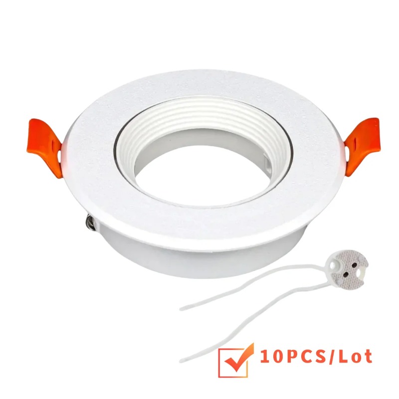 10 Stuks 75Mm Uitgesneden Maat Rond Beweegbare Rotatie Kunststof Mr16 Gu5.3 Gu10 Spot Armatuur Downlight Frame: Blauw
