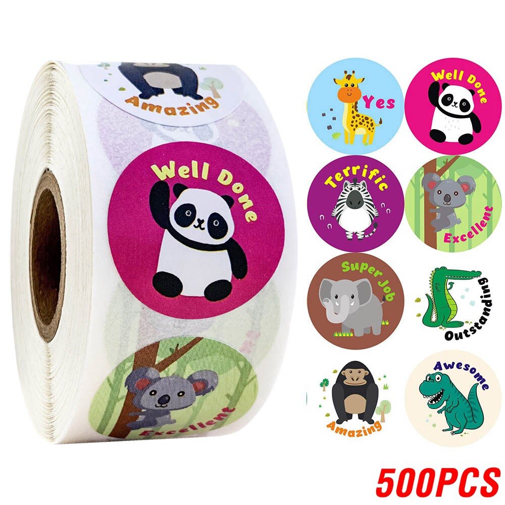 100-500pcs/roll Lovely Cat Stickers For School Reward Stickers Classroom Decoration Encouragement Sticker For Student Teacher: QY530B-500pcs