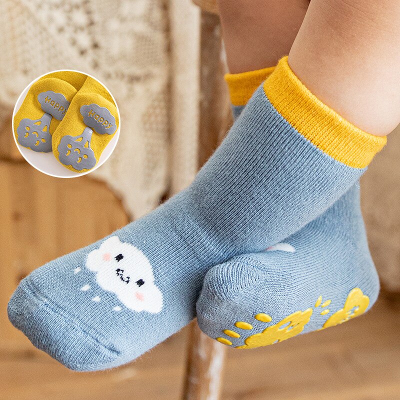 Herfst Winter Warme Dikke Baby Sok Cartoon Print Elastische Pasgeboren Meisje Jongen Vloer Sokken Leuke Soft Anti Slip Baby Peuter sok