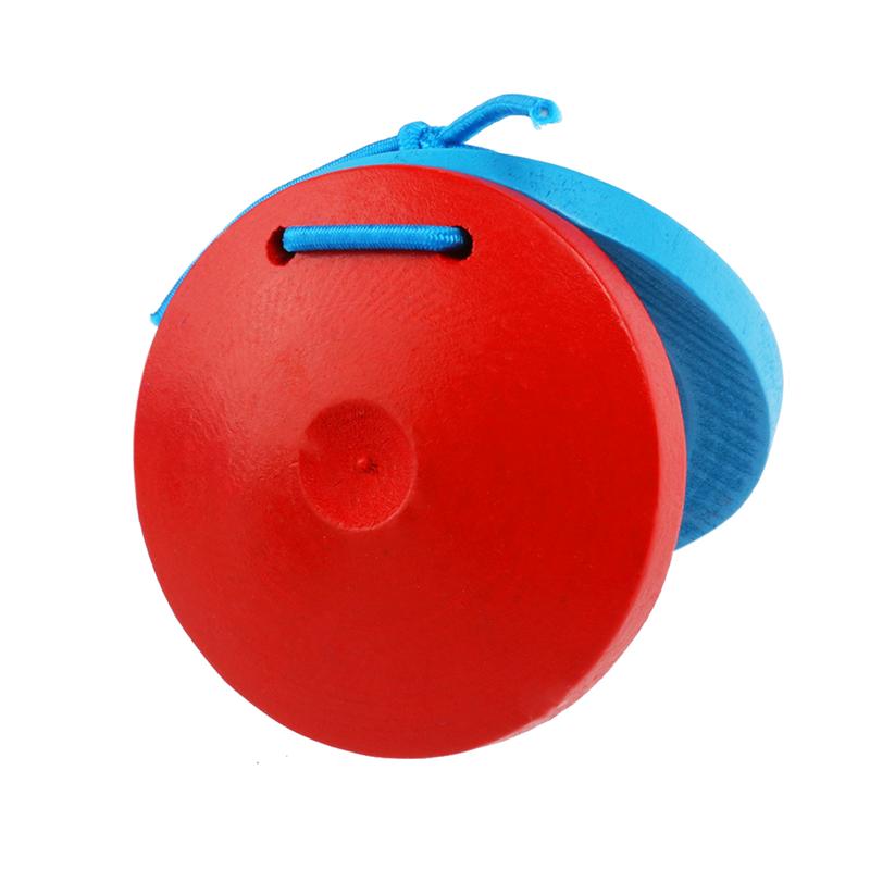 5 Pcs Baby Houten Ronde Castanet Muziekinstrument Speelgoed (Rood + Blauw)