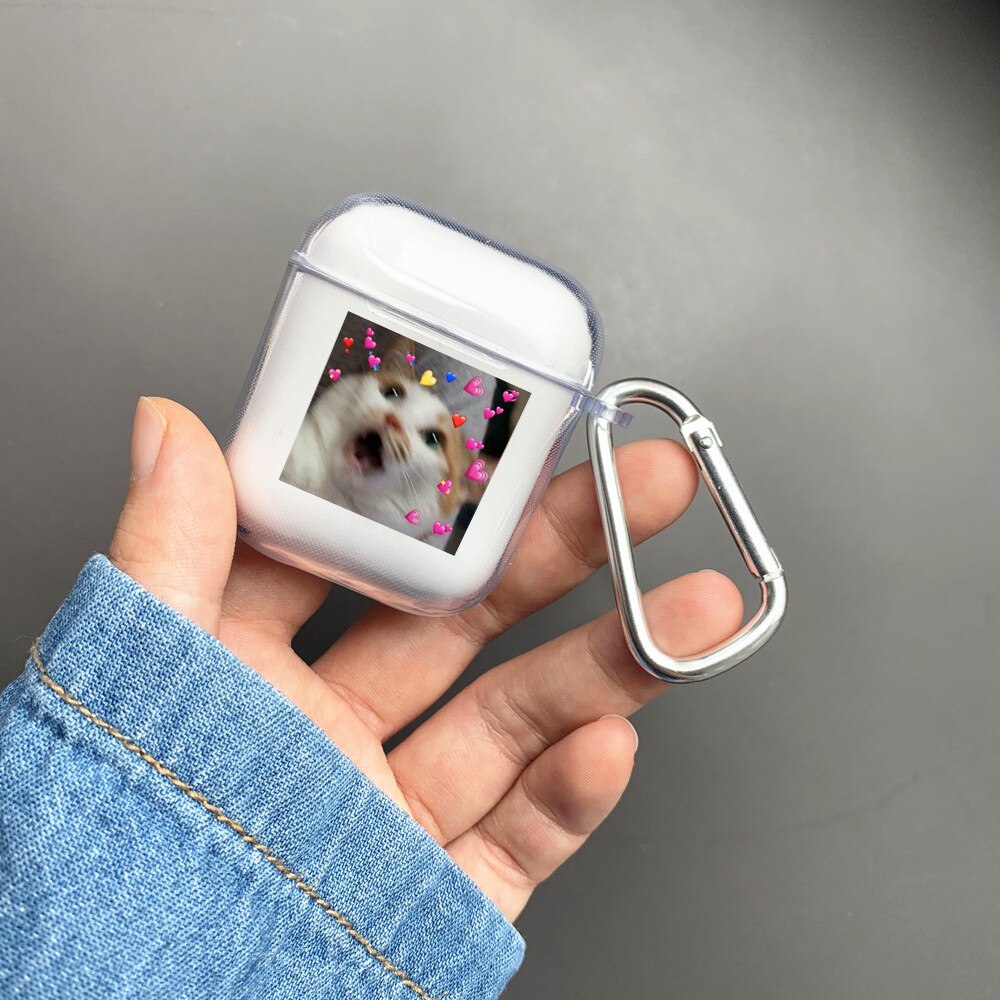 Silicone MEMES case for Apple Airpods 1 2 Case Transparent Soft Cover for Air Pod Dogs meme Case protective Airpods Cover Fundas