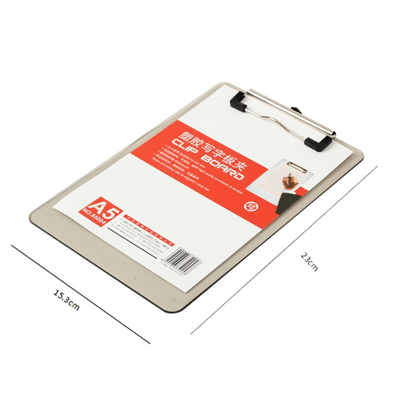 A4/A5 Plastic Writing Board with Clip Transparent File Folder Writing Pad File School and Office Supplies: A5 Light Grey