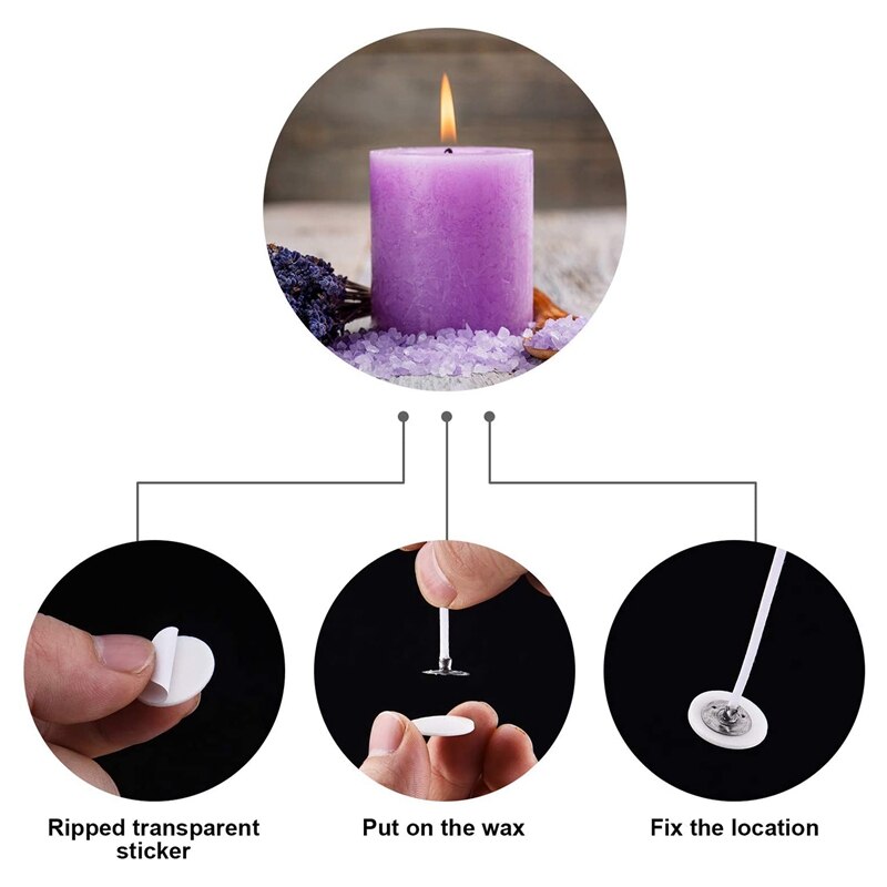 600 Pieces Candle Wick Stickers Candle Making Sticker Heat Resistant Double-Sided Stickers for Candle DIY Making