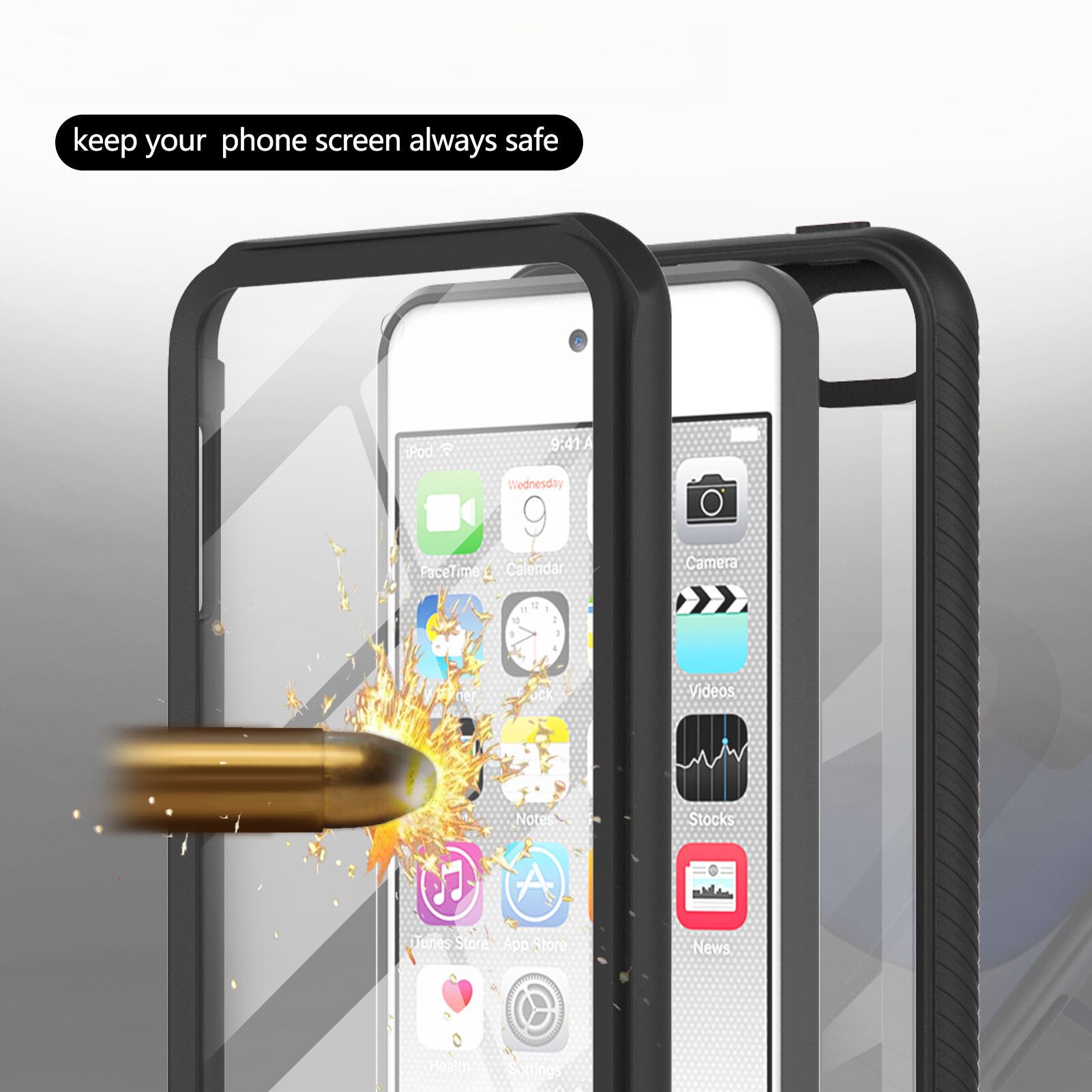 Shockproof Cover Voor Apple Ipod Touch 7 Case Touch 6 Huid 5 Armor Anti Shock Hard Clear Cases + Front screen Protector