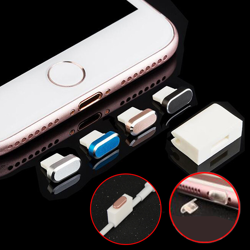 4 In 1 For iPhone 7 8 Metal Rear Camera Lens Protector Cover+Home Button Sticker+Charging Port Anti Dust Plug For iPhone7 8 Plus