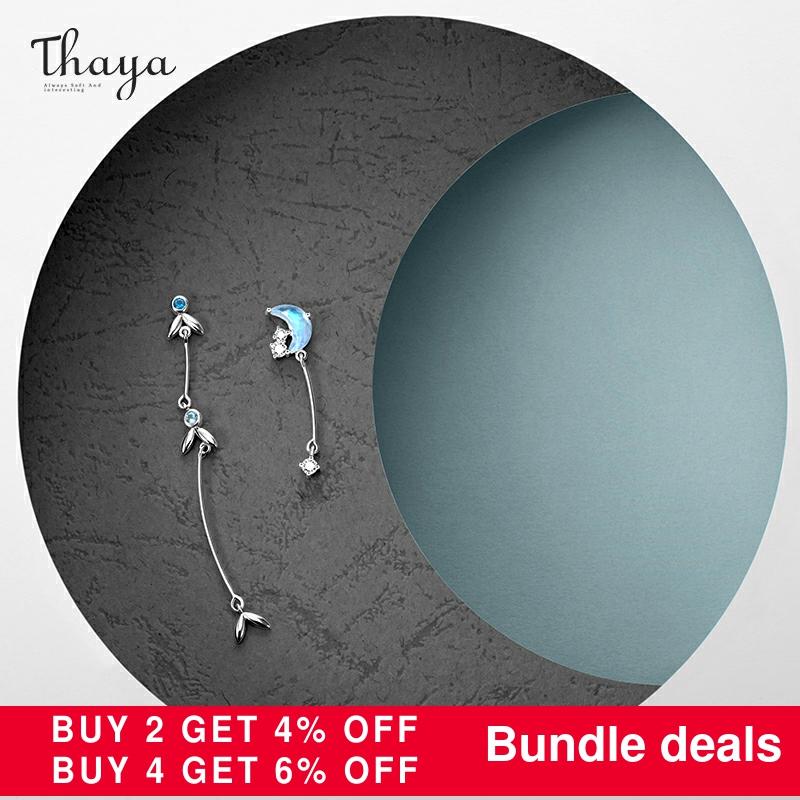 Thaya S925 Sterling Silver Moonlight Earring Cubic Zircon long Tassel Stud Earrings For Women Fine Jewelry