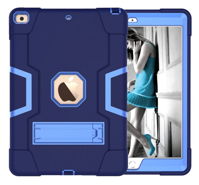Heavy Armor Shochproof kids Silicone Cover case for iPad 10.2 7 7th Gen A2198 A2200 A2197 10.2" Tablet Funda Capa: Navy Blue
